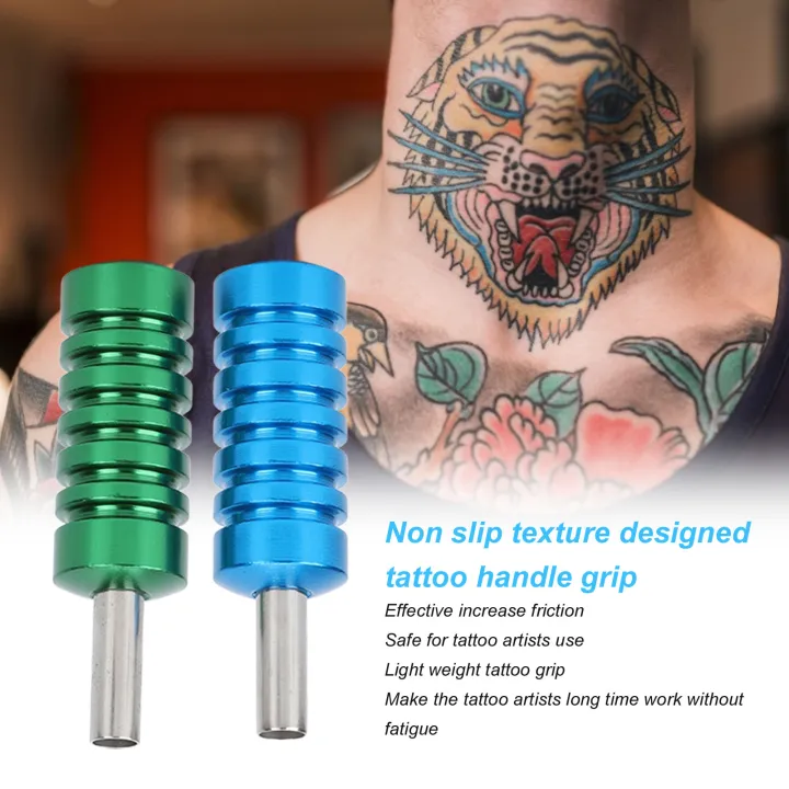 2pcs%20Aluminum%20Alloy%20Grip%20Prevent%20Slip%20Tattoo%20Handle%20Grips%20Green%20Blue%202.1cm%20Diameter%20-%20Image%204