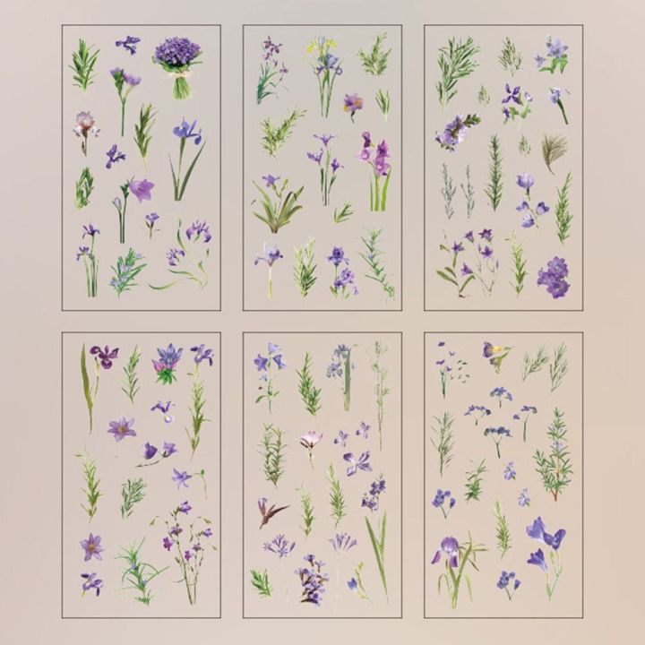 6%20pcs/pack%20Adhesive%20PVC%20Plant%20Flower%20Sticker%20Journal%20Supplies%20DIY%20sticker%20Vintage%20Transparent%20Flower%20Stickers%20Waterproof%20Clear%20PET%20Scrapbook%20Stickers%20Album%20-%20Image%204