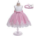 New Girl's Long Bow Lace for Big Evening Kids Dress.