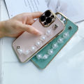 Jizetin for Vivo Y19 Back Cover With White Flowers Chain Wristband Luxury Plating Fashion Bracelet Phone Cases. 