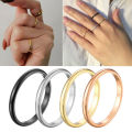 Fashion Simple 2mm Stainless Steel Ladies Smooth Fine Thin Finger Ring.