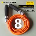 8mm thick PVC 340 GRAMS heavy jump rope skip cord super long 3.2 meters for tall people handle with ball bearing fitness HIIT. 