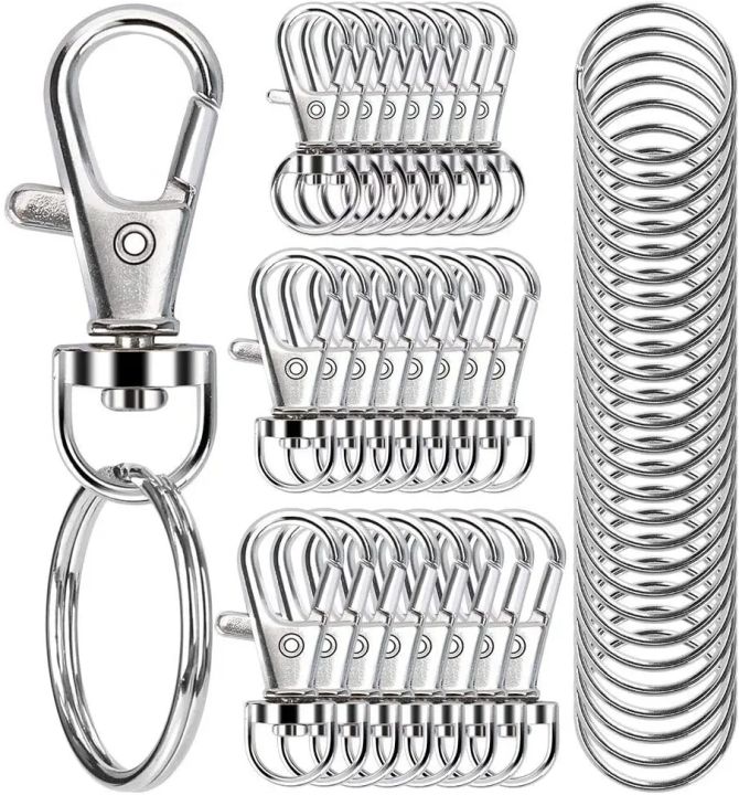 50pcs/25set Swivel Clasps Set Lanyard Snap Hooks with Key Chain Rings Keychain Clip Hooks for DIY Necklace Bracelet Chain Supply