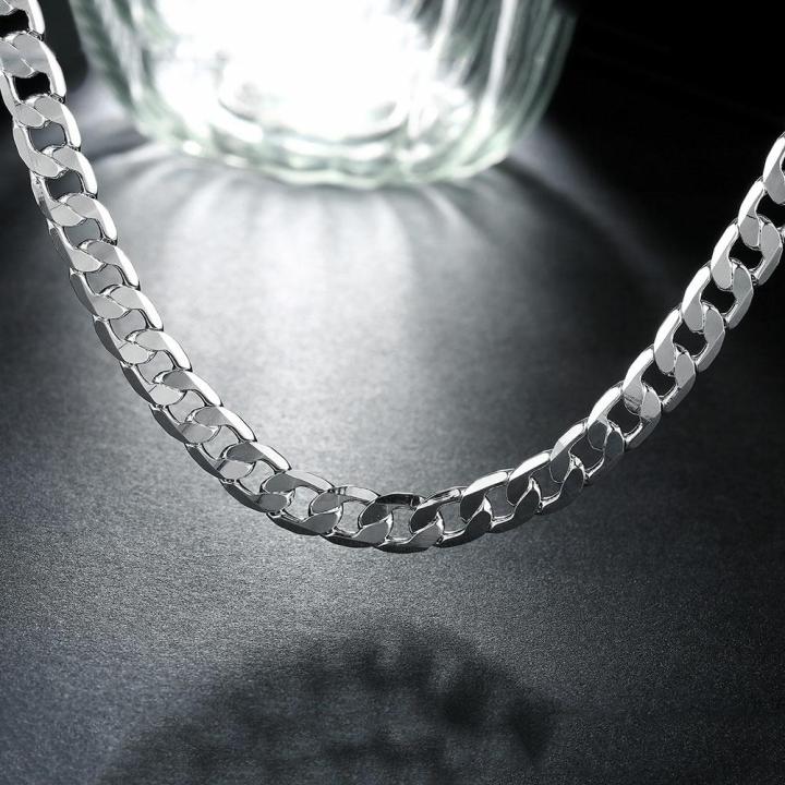 Men's%20925%20Sterling%20Silver%20Necklace%202/4/6/8/10/12MM%2040-75cm%20Face%20Chain%20Necklace%20Lobster%20Clasp%20Men%20And%20Women%20Engagement%20Jewelry%20-%20Image%206