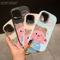 Hontinga for iPhone 15 11 13 14 12 Pro Max 6 6S Plus XR 8 7 Plus XS X Max SE 2020 Back Cover Luxury Silver Edge Lens Cartoon Loopy Pattern Soft Liquid Silicone Phone Case.