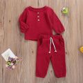 Toddler Baby Boy Relax Wear Outfit Fall Winter Clothes Set Button-Down Shirt Tops Pure Cotton Pants 2PCS Set. 