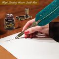 Feather Pen and Ink Set Vintage Quill Dip Pen Writing Ink Nibs Kit Calligraphy Set Gifts for Beginners (Black). 