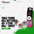 Table Tennis Ball Butterfly 40+ 3 Star Ball - White - Fitness Mart. 