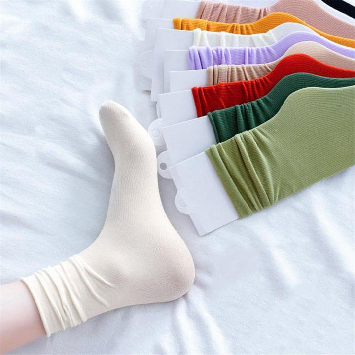 Women Girls Summer Thin Loose Socks Velvet Soft Breathable Long Socks Solid Color Black White Khaki Beige Harajuku High Socks
