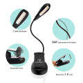 LENCENT 7 LED Book Light 3 Colors and 9 Brightness Modes (Warm & White LEDs) USB Rechargeable Clip Reading Light for Kids Clip on Lamp for Book Travel etc [USB Cable Incl]. 