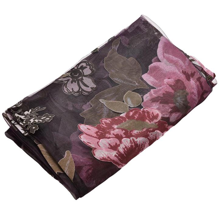 Glass Door Curtain Bedroom Peony Voile Curtain Tulle with Lace,Purple
