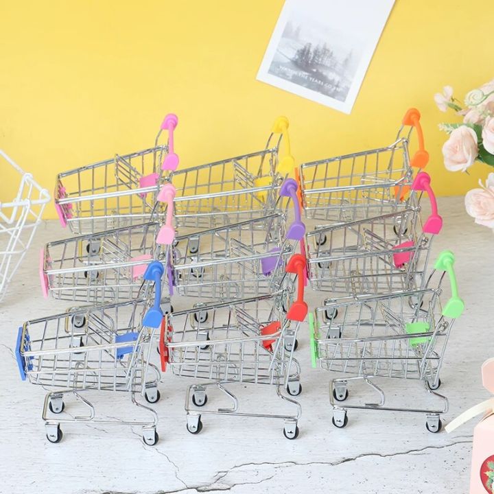 Mini Supermarket Handcart Shopping Utility Cart Mode Storage Toy Child Shopping Cart Toy Organizer Craft Storage Baskets