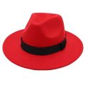 Classic Black Ribbon Women Fedora Hats Autumn Winter Gentleman Jazz Felt Hat For Men Retro Church Lady Flat Wide Brim Dress Hat. 