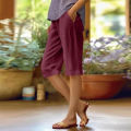 Women’s Relax Wear Capris Cotton Pants Drawstring Elastic Waist Pants Casual Cropped Trousers Daily Breeches Five Half Pants Pantalone.