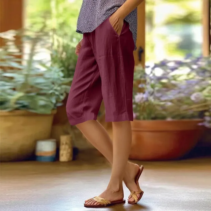 Women%E2%80%99s%20Comfortable%20Capris%20Cotton%20Pants%20Drawstring%20Elastic%20Waist%20Pants%20Casual%20Cropped%20Trousers%20Daily%20Breeches%20Five%20Half%20Pants%20Pantalone%20-%20Image%204