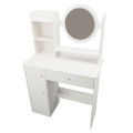 Dressing Table 2 Drawers White Vanity Desk Strong Multifunction Multiple Shelves Modern with Mirror and Lights for Bedroom. 