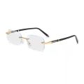 Rimless anti-blue light color-changing glasses, men's diamond cut-edged flat glasses, business square glasses frames, and myopia glasses.