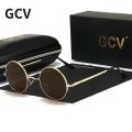 GCV Brand Copper Alloy Steampunk Round Polarized Sunglasses Vintage Men Women Male Female Sun Glasses Classic UV400 Metal Frame.