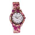 Magenta Printed Ceramics Ladies Wrist Watch. 