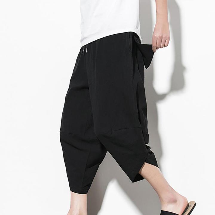 Baggy%20Pants%20Solid%20Loose%20Wide%20Leg%20Streetwear%20Korean%20Style%20Crossed%20Leg%20Opening%20Capri%20Pants%20Bloomers%20Calf-Length%20Pants%20Joggers%20-%20Image%204