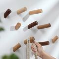 Natural Wood Wall Mounted Coat Hook Decorative Key Holder Hat Scarf Handbag Storage Robe Hanger Bathroom Rack HK-.