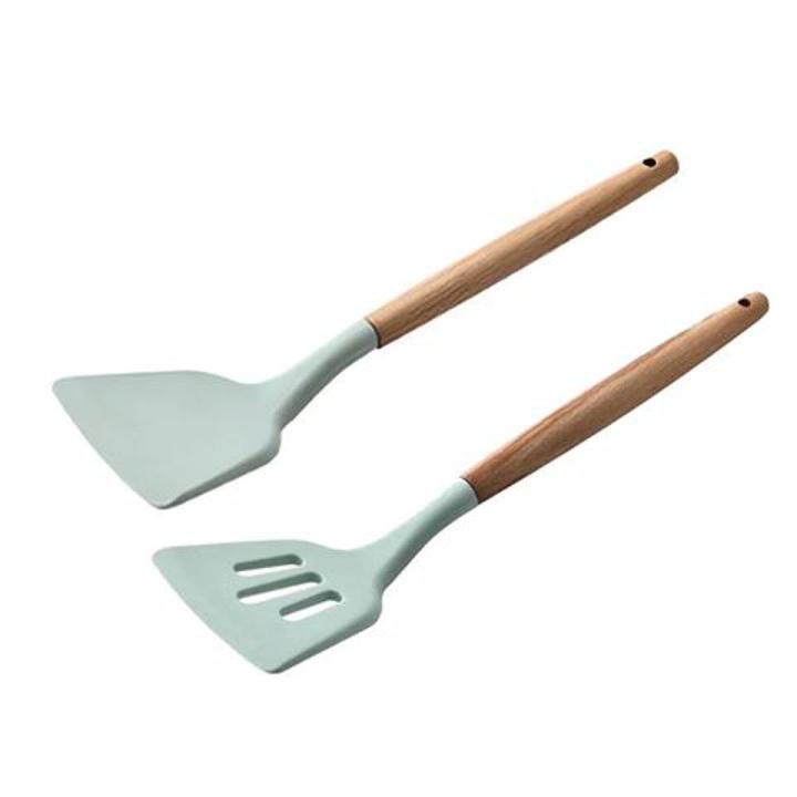 Silicone Non Stick Spoon set 2piece - Black