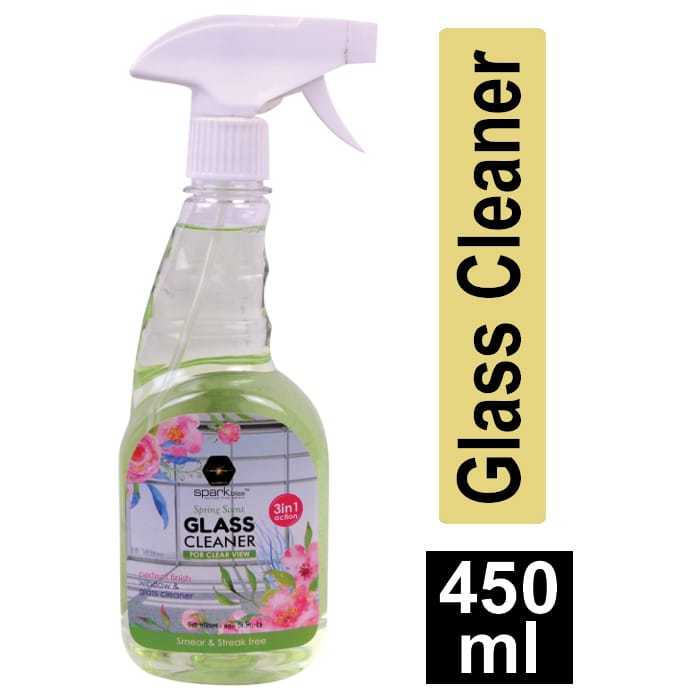 Spark bliss Glass Cleaner Spray Spring Scent Ultra Shine Formula for TV, Electronics, Fridge, Laminated Furniture, Mirror, Car Windshield - glass cleaner - 450ml