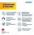 Omron MC-246 Digital Thermometer With Quick Measurement Of Oral & Underarm Temperature In Celsius & Fahrenheit, Water Resistant For Easy Cleaning - Thermometer. 