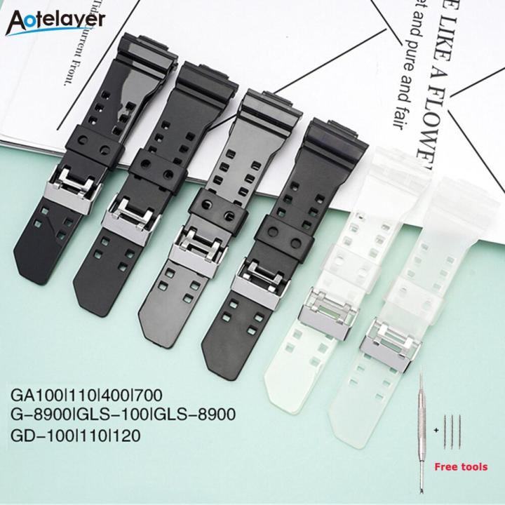 Reservearmband van hars, compatibel met Casio G-Shock GA100 GA-100 GA-120 GA110 GD-120 GD100, één maat, hars, geen edelsteen