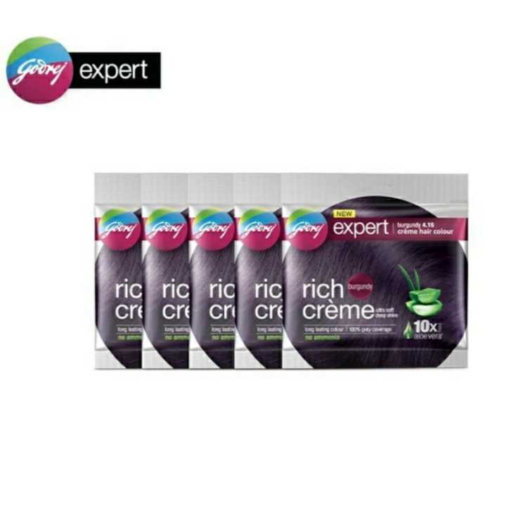 Godrej Expert Rich Creme Hair Colour Burgundy20G( 5 Pcs Bundle)