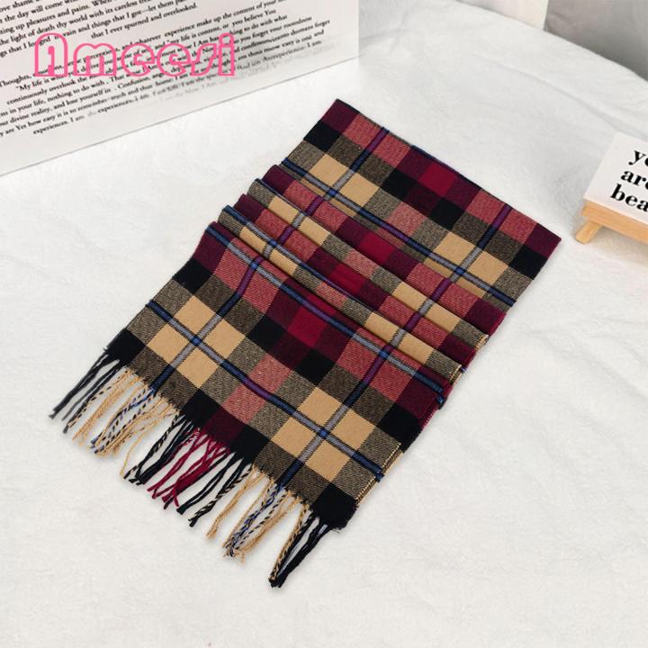 Women%20Plaid%20Scarf%20Cozy%20Plaid%20Tassel%20Scarf%20Warm%20Cashmere%20Shawl%20for%20Couples%20Winter%20Wrap%20Couple%20Warm%20Shawl%20-%20Image%204