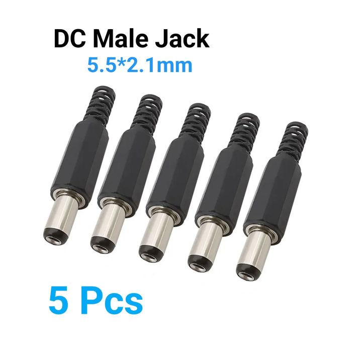 5pcs 2.1mm MALE POWER JACK 5V 12V DC Jack Male DC Power Jack 2.1mm Plug Power Supply Jack Adapters 2.1×5.5mm For LED Strips Cable