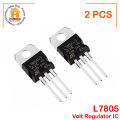 2Pcs- A Class LM7805 L7805CV L7805 7805 5V 1.5A Voltage Regulator IC 3 Pin TO-220 Package Fixed 5V Positive Voltage Regulator IC Electrical Circuitry & Parts.