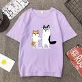 Korean Fashion South Korea Ulzzang Bf Cartoon God Annoying Dog Husky Couple Print T-Shirt Loose Student Short Sleeve Tide. 