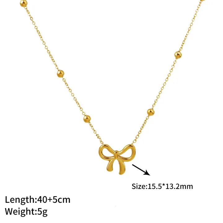 Stainless%20Steel%2018K%20Gold%20Plated%20Ribbon%20Bow%20Necklace%20Bowknot%20Choker%20Necklace%20Bracelet%20Gifts%20for%20Women%20Girls%20Fashion%20Jewelry%20-%20Image%205