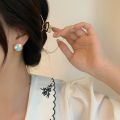 S925 Silver Pin Korean Vintage Sun Moon Stud Earrings Feminine Asymmetrical Earrings Geometric Circle Heart-Shaped Earrings. 