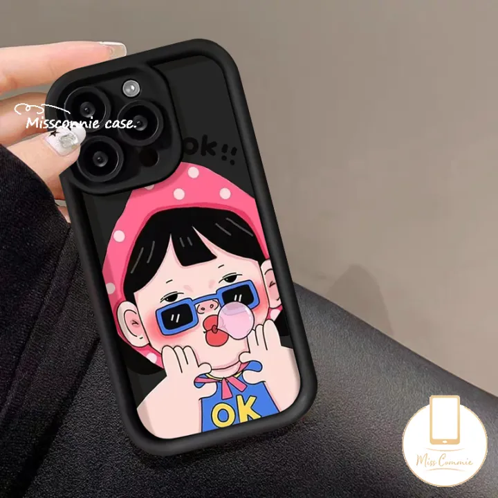 Funny%20Cute%20Sunglasse%20Blowing%20Bubble%20Gum%20Girl%20Case%20Compatible%20For%20IPhone%2013%2015%207Plus%2014%2012%2011%20Pro%20Max%208%206%207%206S%20Plus%20X%20XR%20XS%20MAX%20SE%202020%20Cartoon%20Couples%20Angel%20Eyes%20Shockproof%20Soft%20Cover%20-%20Image%202