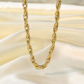 Plain Thick Gold 316L Titanium Steel Men Women Twists Cuban Link Chain Necklace Bracelet Sets.