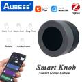 Aubess Tuya ZigBee 3.0 Smart Light Switch Knob Wireless Scene Button Controller Automation Scenario Via Zigbee Gateway.