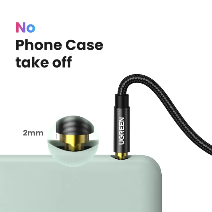 UGREEN%203%20Meter%203.5mm%20Nylon%20Bradied%20Audio%20Cable%20Compatible%20for%20iPhone%20iPad%20or%20Cell%20Phone%20Tablets%20Media%20Players%20-%20Image%204