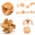 DIY Bamboo Wooden Toys/ 3D Brain Teaser Kong Ming Lock Puzzle Toy/ Classic Building Block Learning Toys for Kids Adults Gifts. 