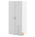 Royal Decor 2 Door 3 Drawer Almirah Wardrobe with Shelf and Hanging Rail Clothes Storage Cupboards Unit for Bedroom Furniture 70 * 30 * 16 inch- White Finish..