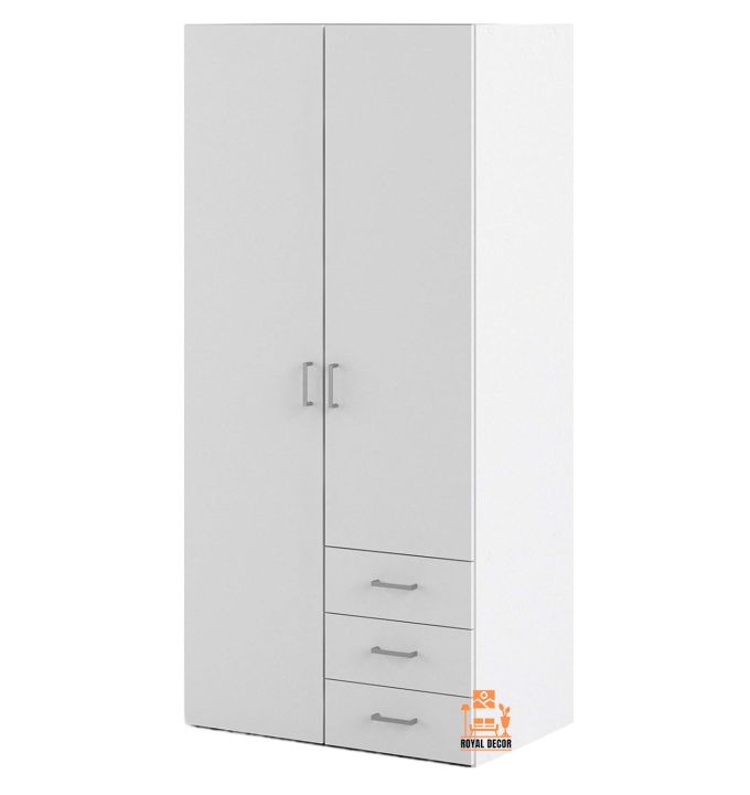 Royal%20Decor%202%20Door%203%20Drawer%20Almirah%20Wardrobe%20with%20Shelf%20and%20Hanging%20Rail%20Clothes%20Storage%20Cupboards%20Unit%20for%20Bedroom%20Furniture%2070%20*%2030%20*%2016%20inch-%20White%20Finish.%20-%20Image%203