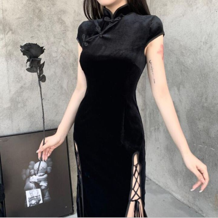 Gothic%20Women%20Dress%20Cheongsam%20Chinese%20Style%20Long%20Dresses%20Vintage%20Velvet%20Long%20Sleeve%20Side%20Split%20Lace%20Up%20Women%20Goth%202021%20-%20Image%205