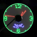 Portable Clock Fan RGB LED Night light 5V USB Hand Fan Real Time Temperature Display Metal Mini Fan for PC Laptop Desktop Cooler. 