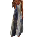 2023 Summer Oversized Women's Sleeveless A Version Long Dress Cross border V-neck Positioning Flower Loose Strap Dress.