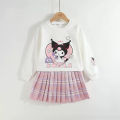 Girls kulomi sweatshirt set spring and autumn new children's foreign air fried street two-piece set of baby girls fashionable autumn clothes. 