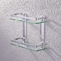Tempered Glass Shelf Double-Layer Glass Bathroom Rack Wall Mounted Bracket Glass Bathroom Shower Organizer Shampoo Holder for Bathroom Home Kitchen. 