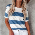 Casual T-shirt Anti-ling Leisure Female Striped T-shirt.