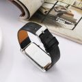 Fashion Men Women Watch Creative Double Dial Quartz Leather Rectangular Wristwatch for Men Elegant Minimalist Couple Watch Gift. 